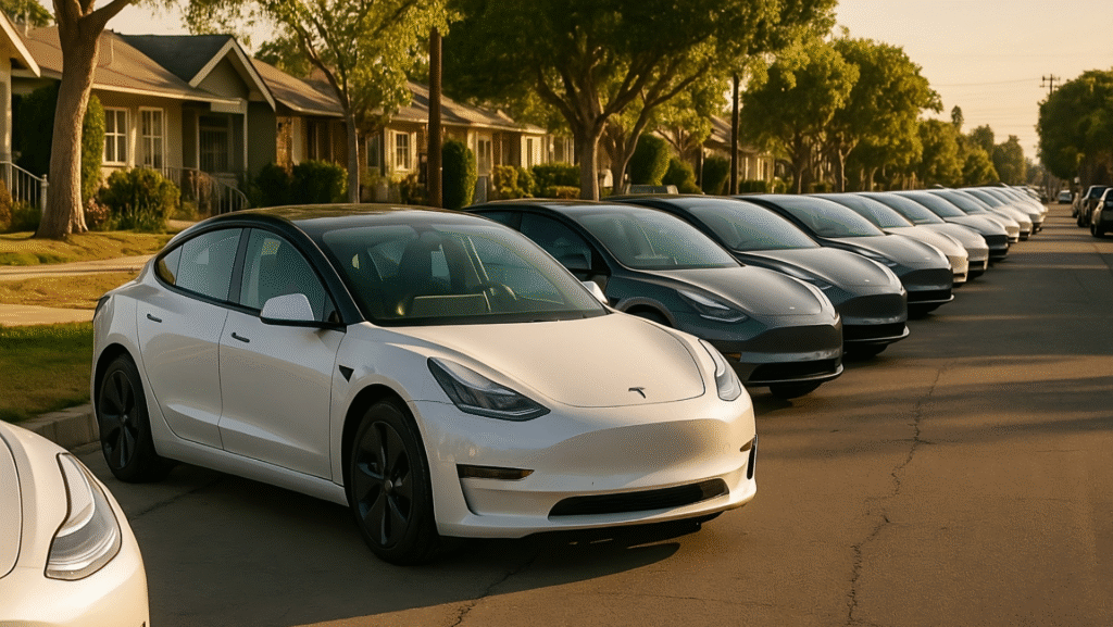 Hay 24 Tesla sin dueño aparcados en una calle de California, pero la policía no puede hacer nada: ¿dónde está el truco?