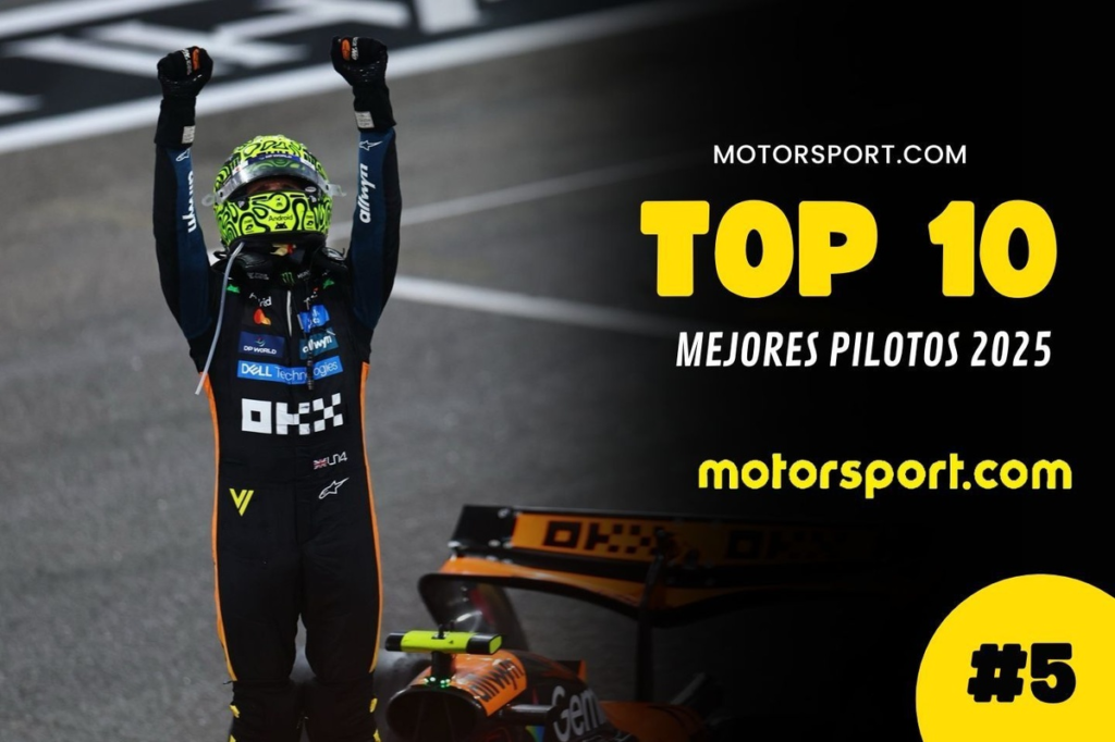 Lando Norris ocupa el quinto puesto en el ranking de mejores pilotos de 2025 de Motorsport.com España