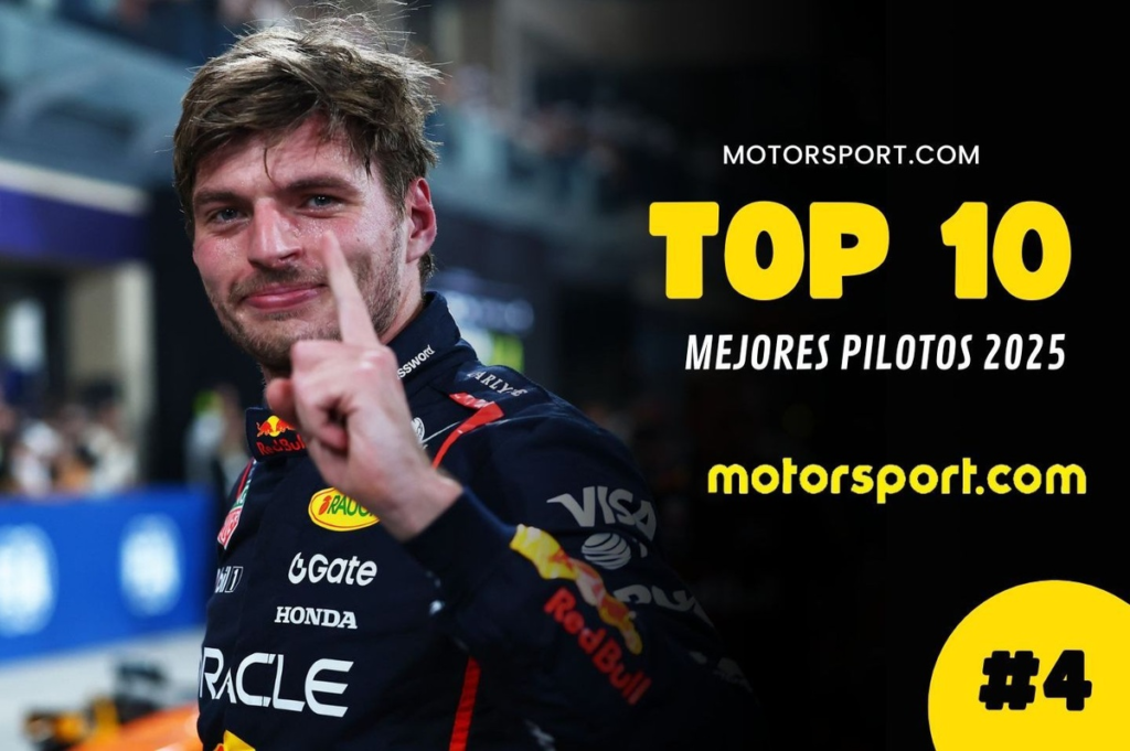 Top 10 pilotos 2025: Max Verstappen ocupa la cuarta posición
