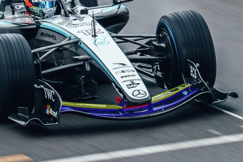 Mercedes W17 usará un solo flap móvil en alerón delantero para la temporada 2026 de F1